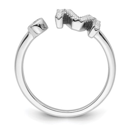 14K White Gold Diamond , Initial Adjustable Ring